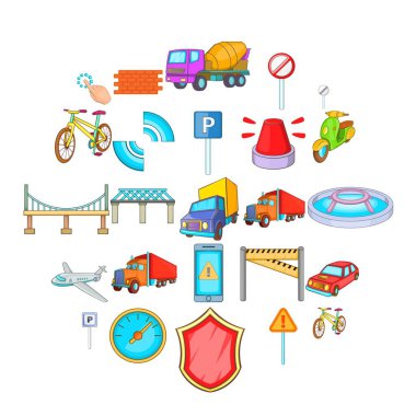 Şehir Icons set, karikatür tarzı