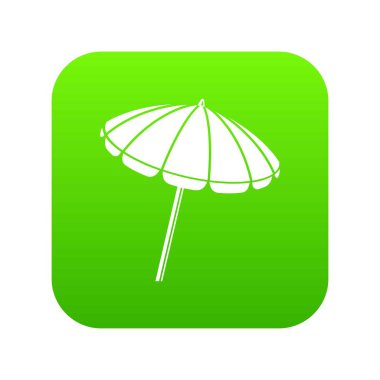 Plaj şemsiye yeşil simge vektör