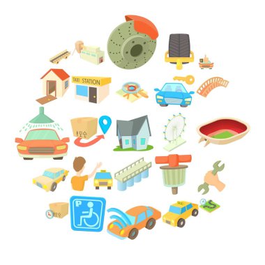 Şehir öğeleri Icons set, karikatür tarzı