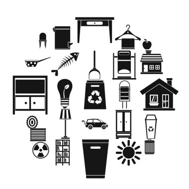 Temizlik Icons set, basit tarzı