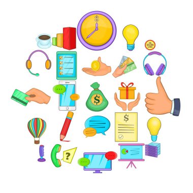 Müşteri Icons set, karikatür tarzı