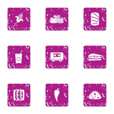 Mükemmel mutfağı simgeler kümesi, grunge tarzı