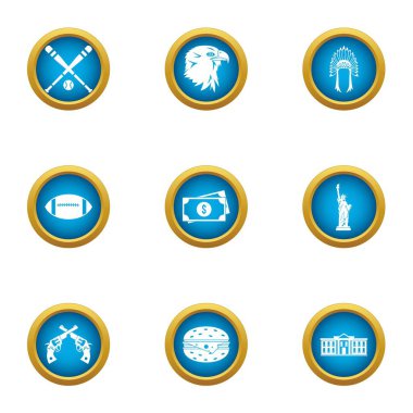 Aile içi spor Icons set, düz stil