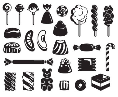 Candy icon set, simple style clipart
