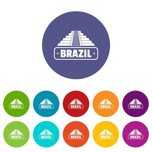 Brésil pays icônes définir la couleur vectorielle — Image vectorielle