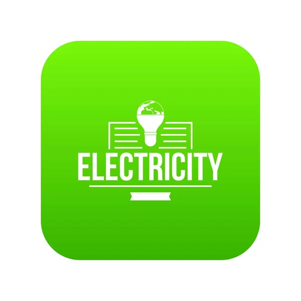 Icona elettricità vettore verde — Vettoriale Stock