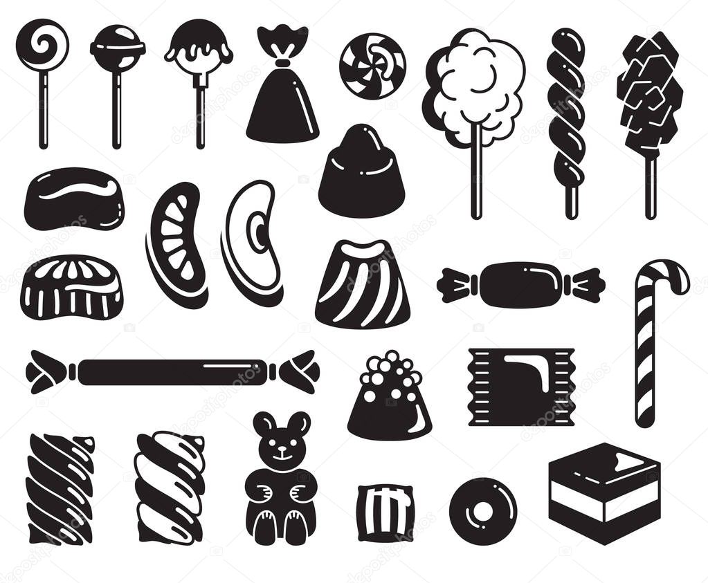 Candy icon set, simple style