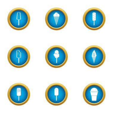 Krem Icons set donmuş, düz stil