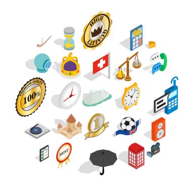 Zaman Icons set, izometrik stili