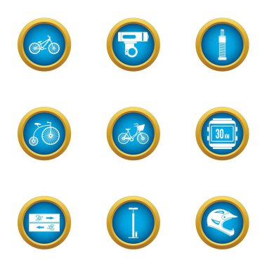 Bisiklet yolu Icons set, düz stil