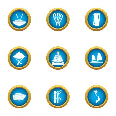 Rahat yaşam Icons set, düz stil