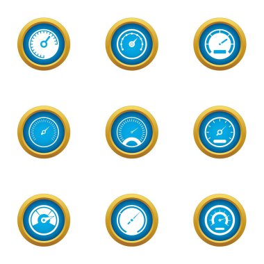 Hız üstünlüğü Icons set, düz stil