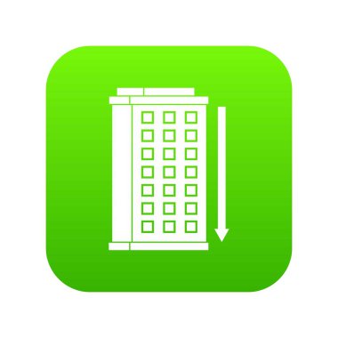 Uzun bina ve ok simgesi dijital yeşil