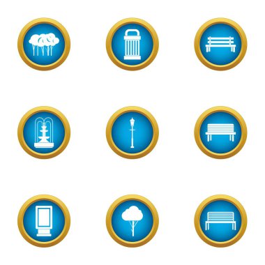 Quadrangle Icons set, düz stil