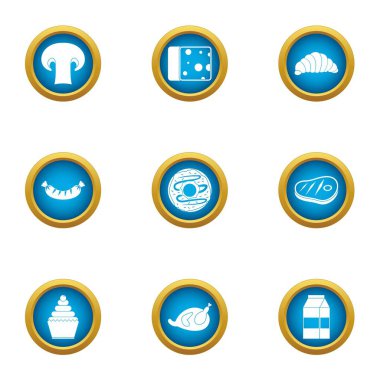 Geç kahvaltı simgeler ayarla, stil düz