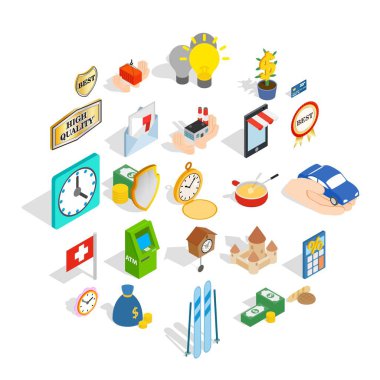 Nakit Icons set, izometrik stili