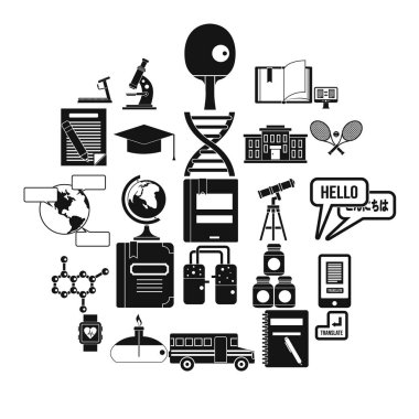 Okul takımı Icons set, basit tarzı