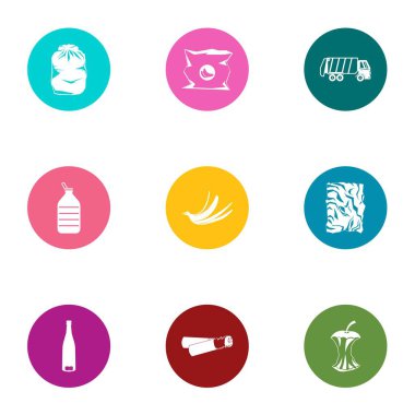 Enkaz Icons set, düz stil