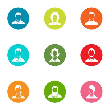 Saç ceket Icons set, düz stil