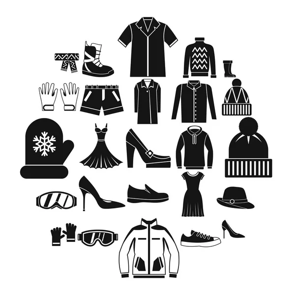 Clothing sale icons set, simple style — Stock Vector