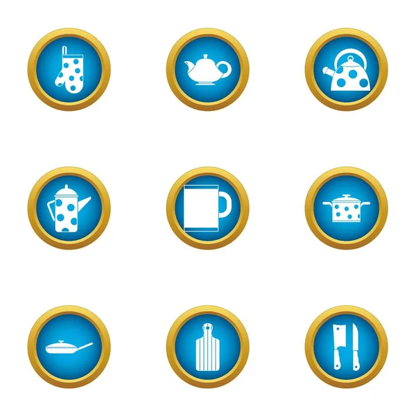 Conjunto de iconos de taza de té, estilo plano — Vector de stock