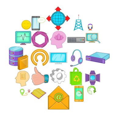 Mobil bağlantı Icons set, karikatür tarzı