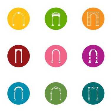 Kemer alan Icons set, düz stil