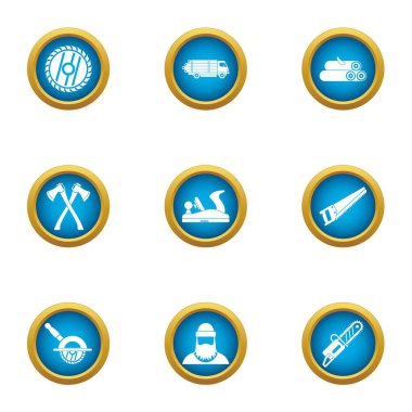 Kereste Sanayi simgeleri ayarla, stil düz