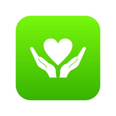 Kalp holding eller simgesini dijital yeşil