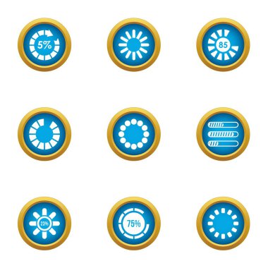 Tam güç Icons set, düz stil