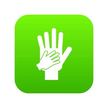 Üst ve alt eller birlikte simge dijital yeşil