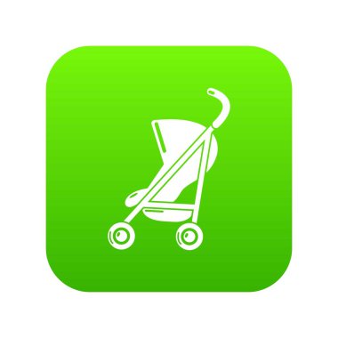 Bebek arabası basit simge yeşil vektör
