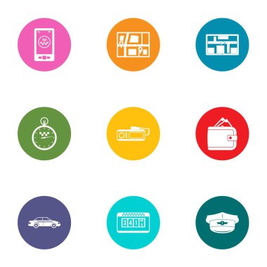 Arazi yönelimi Icons set, düz stil