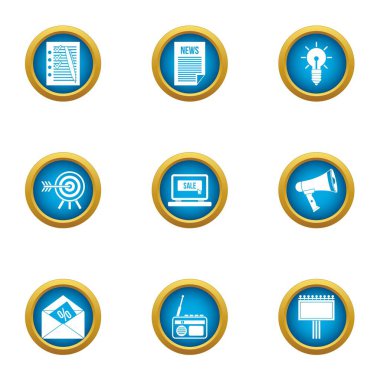 Icons set başlık, stil düz