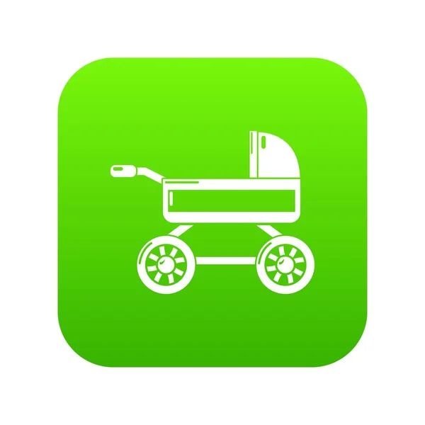 Kinderwagen pictogram groen vector — Stockvector