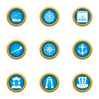 Özgürleşme Icons set, düz stil