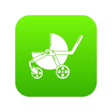 Bebek arabası modern simge yeşil vektör