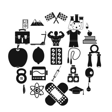 İyi kişi Icons set, basit tarzı