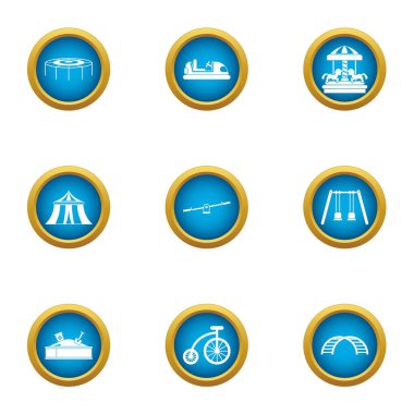 Atlama Icons set, düz stil