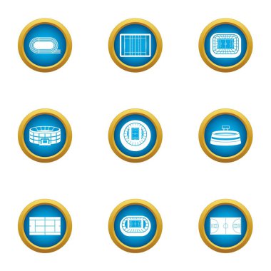 Stadyum Icons set, düz stil