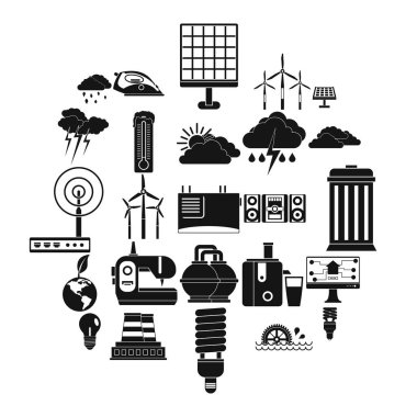 Yel değirmeni Icons set, basit tarzı