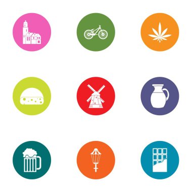 Sütlü çikolata Icons set, düz stil