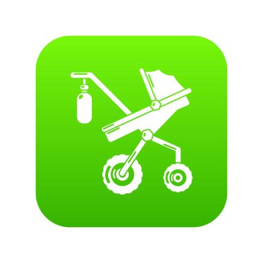 Bebek arabası şık simge yeşil vektör