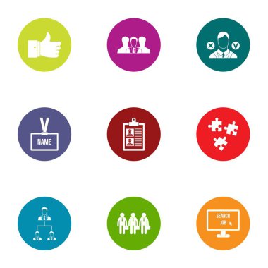 Takım Dünya Icons set, düz stil