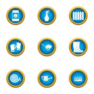 Çit Icons set işleme, düz stil