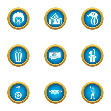 Sirk ortaya Icons set, düz stil