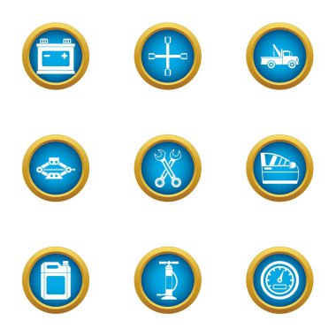 Otomobil Icons set, düz stil