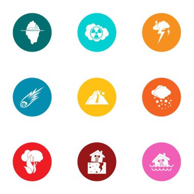 Suni tehlike Icons set, düz stil