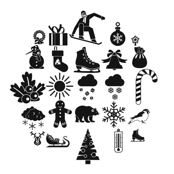 Natal feriados ícones conjunto, estilo simples — Vetor de Stock