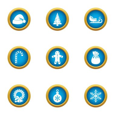 Gelen yıl Icons set, düz stil